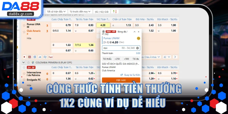 Công thức tính tiền thưởng 1x2 dễ hiểu cùng ví dụ giải thích