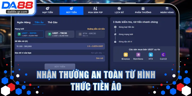 Nhận thưởng an toàn từ hình thức tiền ảo